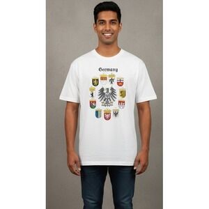 Germany Crests T-Shirt Men's‎ XL Promodoro Basic White Tourist Graphic Tee 90s